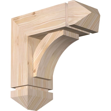 Thorton Arts And Crafts Smooth Bracket W/ Offset Brace, Douglas Fir, 5 1/2W X 14D X 14H